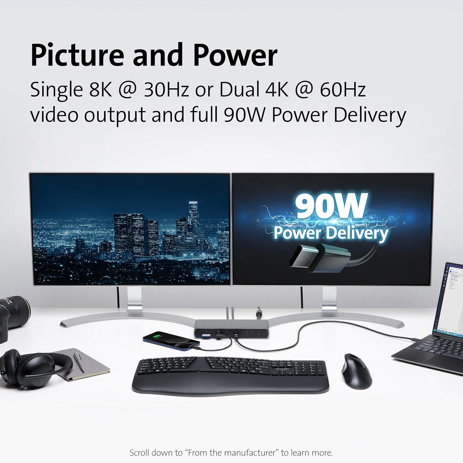 Kensington SD5700T Thunderbolt 4 Docking Station, Dual 4K, 90W PD - Window and Mac OS (K35175NA) Thunderbolt 4 Display: Dual