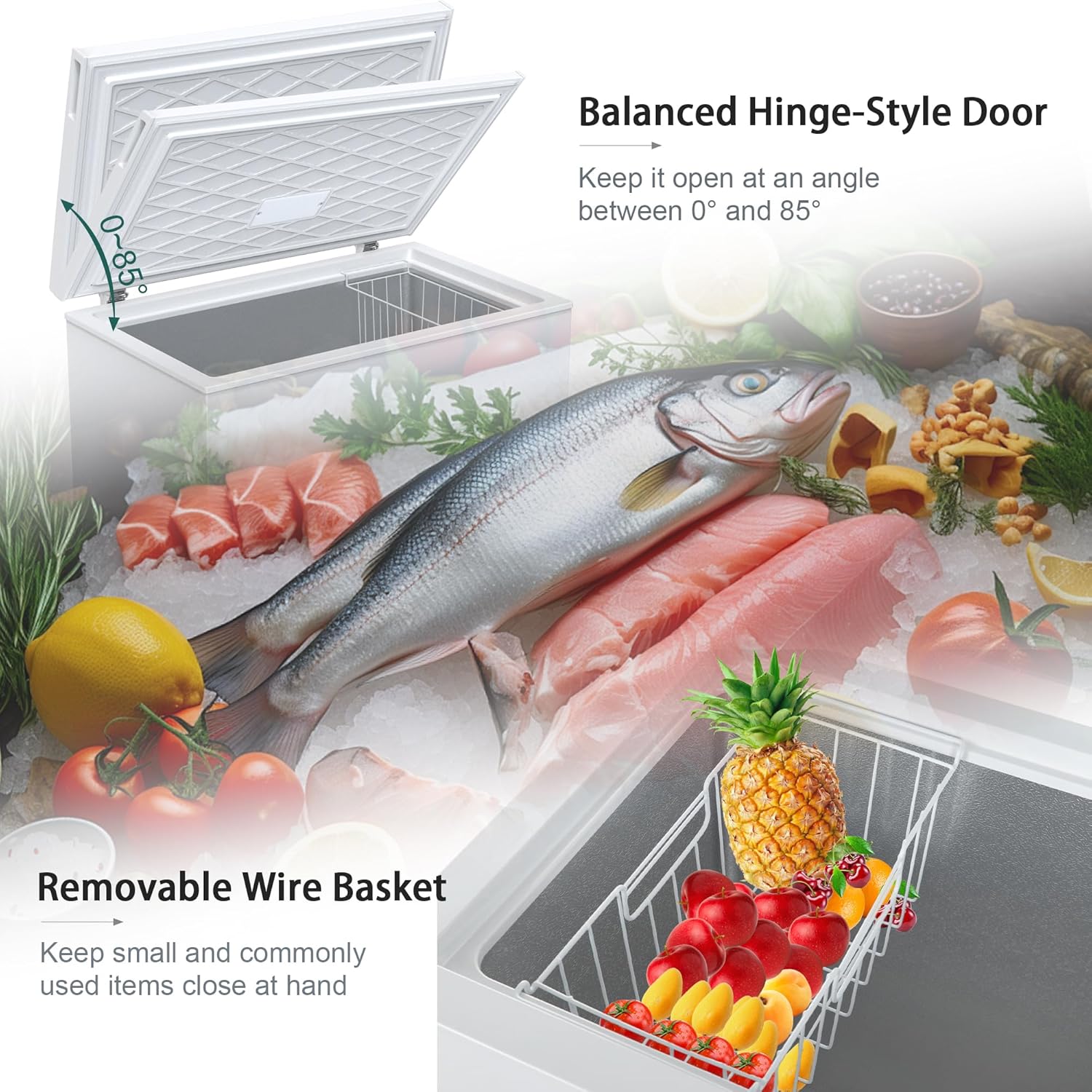 Congelador de pecho de 9 pies cúbicos, color blanco Congelador de pecho de 9 pies cúbicos, color blanco