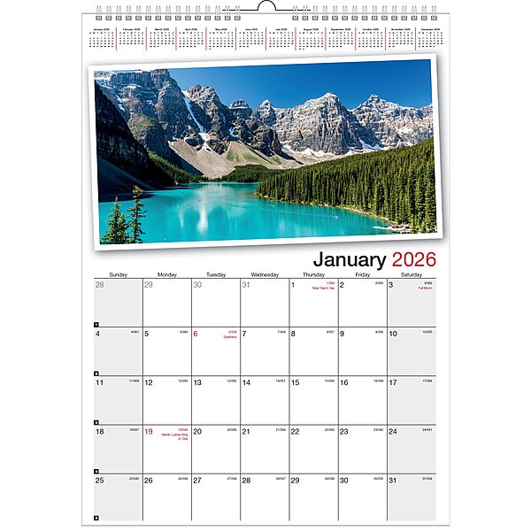 2026 Office Depot® Brand Monthly Wall Calendar, 12" x 17", Scenic, January to December