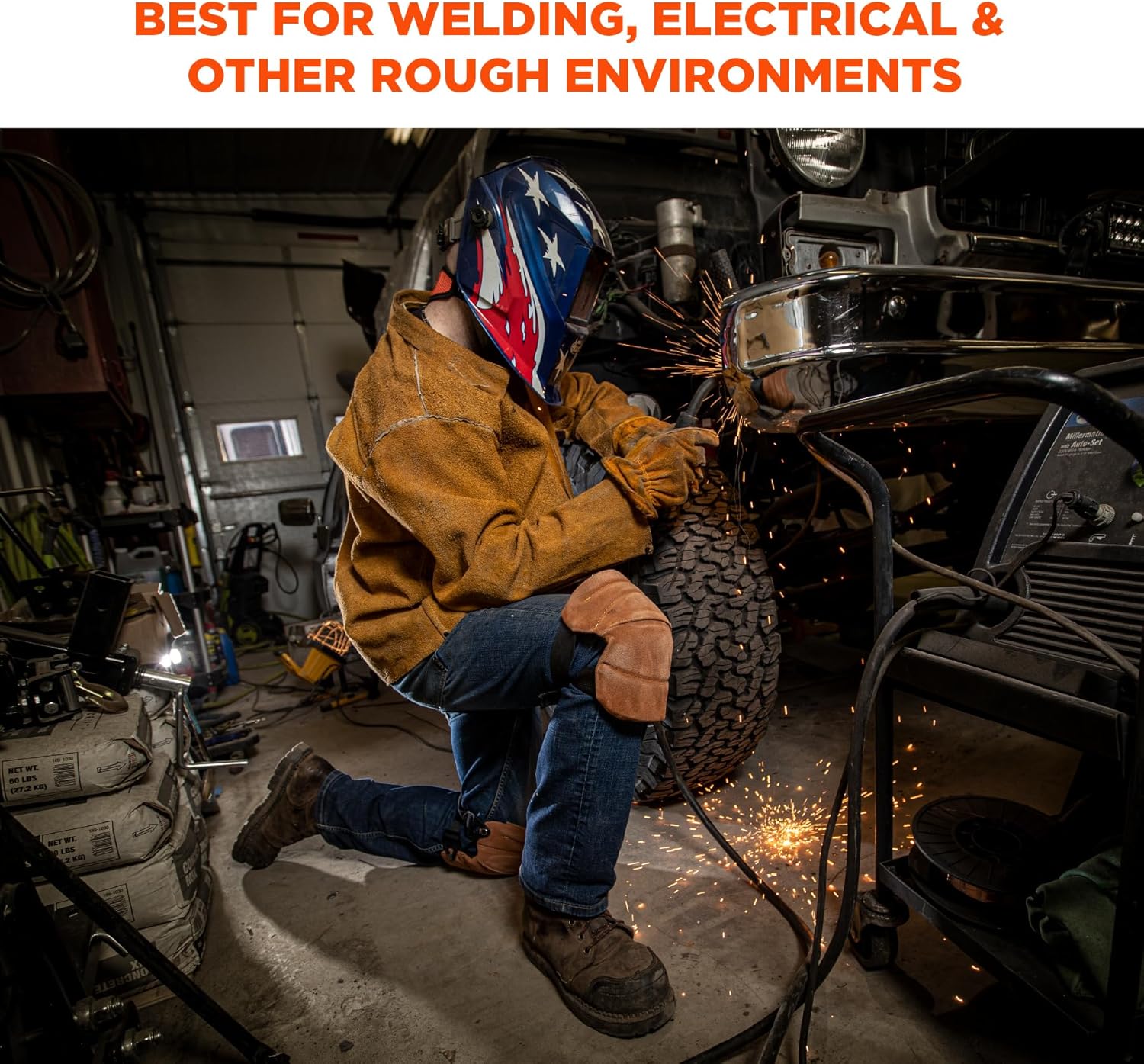 Ergodyne ProFlex 230LTR Leather Knee Pads, Heavy Duty, One Size, Brown