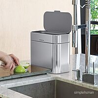 simplehuman Compost Caddy, Detachable and Countertop Bin, 4 Liter / 1.06 Gallon, Brushed Stainless Steel