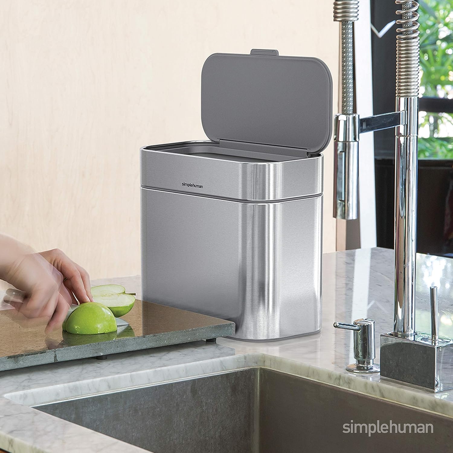 simplehuman Compost Caddy, Detachable and Countertop Bin, 4 Liter / 1.06 Gallon, Brushed Stainless Steel