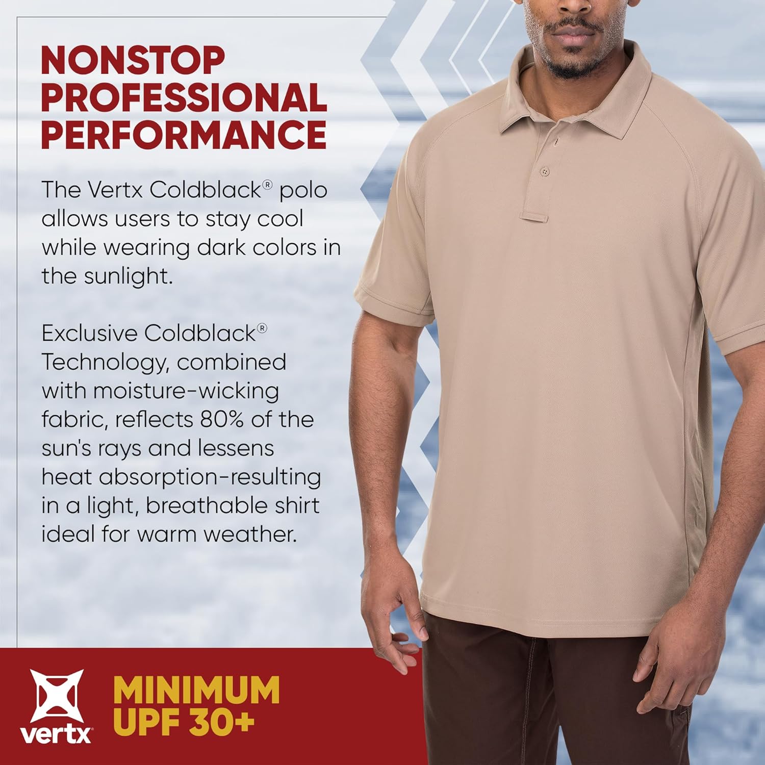 VERTX Men's Tactical Polo Shirt with Coldblack Technology