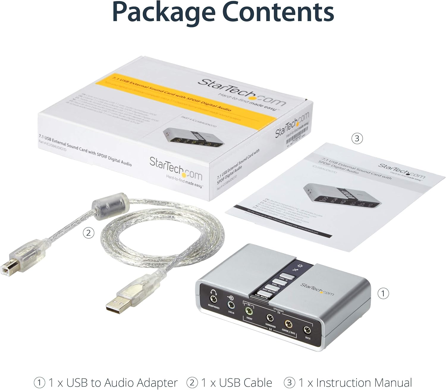 StarTech.com 7.1 USB Sound Card - External Sound Card for Laptop with SPDIF Digital Audio - Sound Card for PC