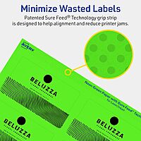 Avery Printable Rectangle Labels, Sure Feed Technology, 2" x 3-1/2", Neon Green, Print-to-The-Edge, Laser/Inkjet Printable