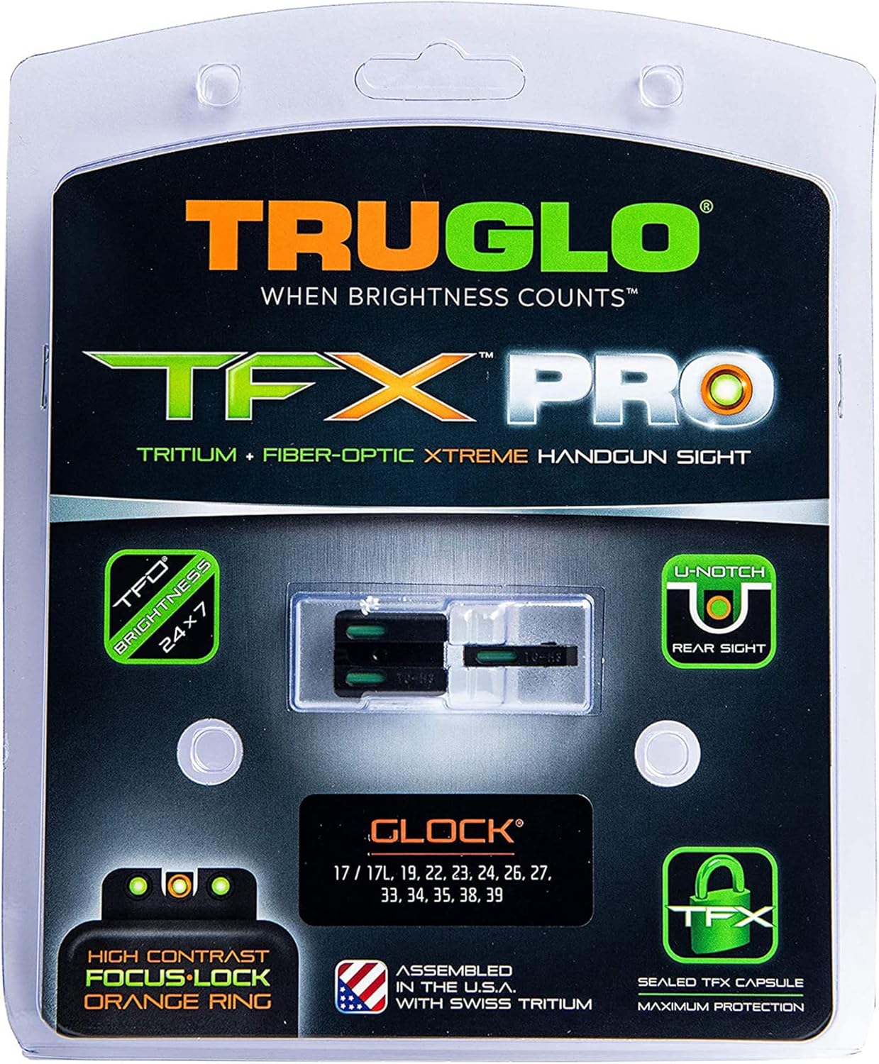 TRUGLO TFX PRO Handgun Night Sights Tritium and Fiber Optic
