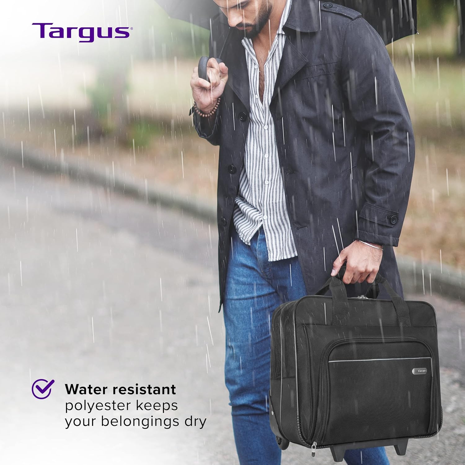 Targus 16 inch Rolling travel laptop case, Black - Travel briefcase and small rolling bag
