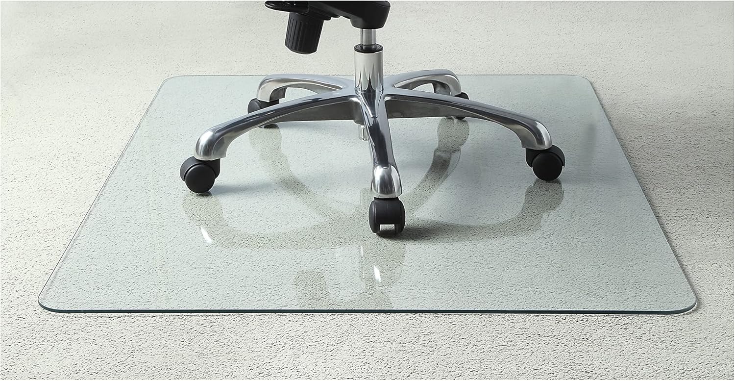 LORELL Tempered Glass Chairmat, Clear, 0.25" Thick, Rectangular