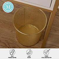 Martha Stewart Ryder Mesh Metal Trash Can, 4.5 Gallon, Gold