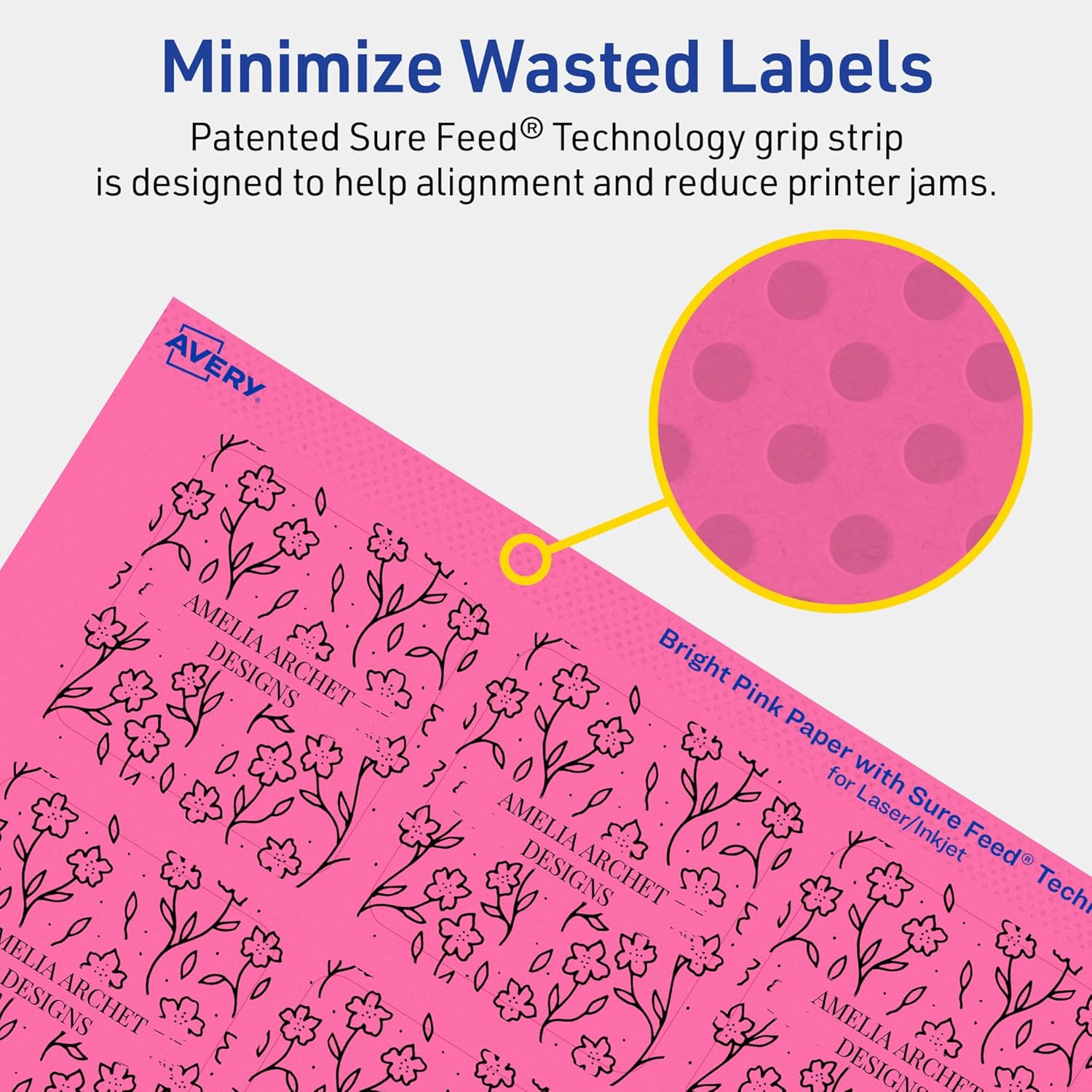 AVERY Printable Square Labels, Sure Feed Technology, Print-to-The-Edge, Laser/Inkjet Printable