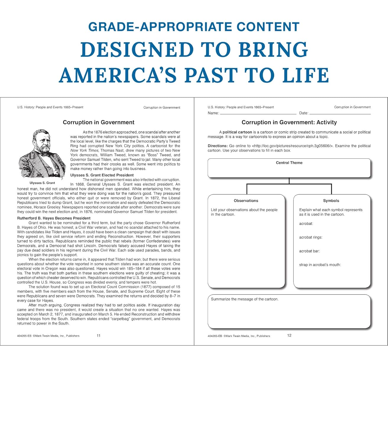 Mark Twain US History Workbook, Middle School Books Covering People and Events 1865 to Present Day