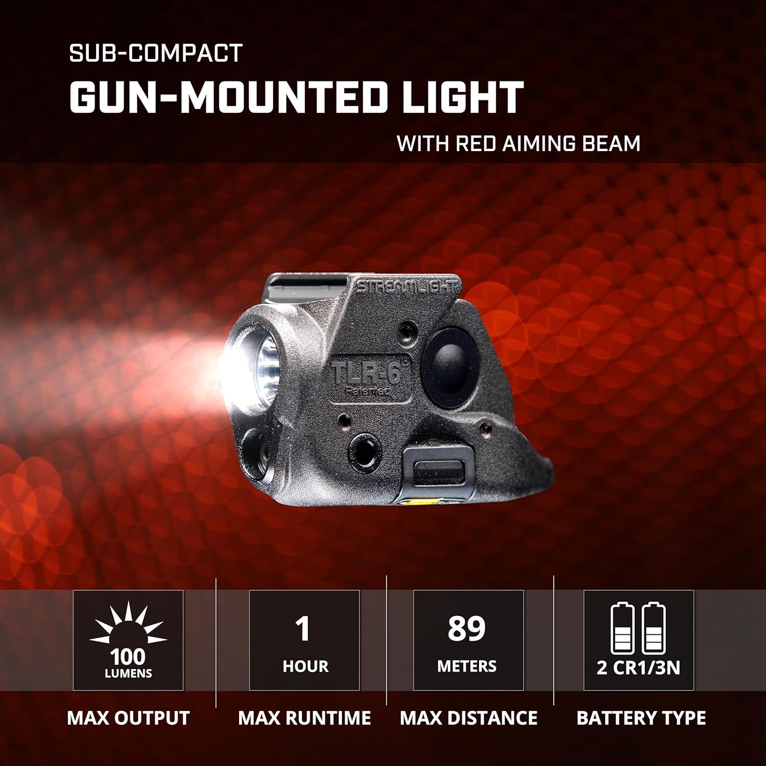 Streamlight 69287 TLR-6 100-Lumen 2000 Candela Rail-Mounted Tactical Weapon Light with Integrated Red Aiming Laser Designed