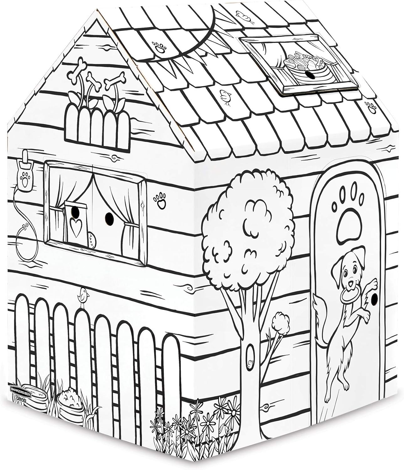 Bankers Box at Play Color in Dog Playhouse, Cardboard Playhouse for and Life Size Craft Activity for Kids and Families