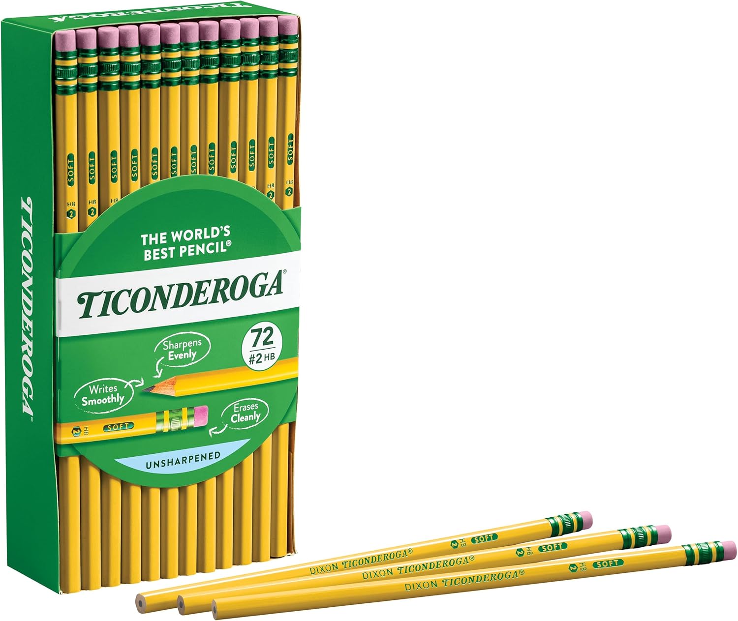 TICONDEROGA Premium Wood-Cased #2 (HB) Pencils, Yellow