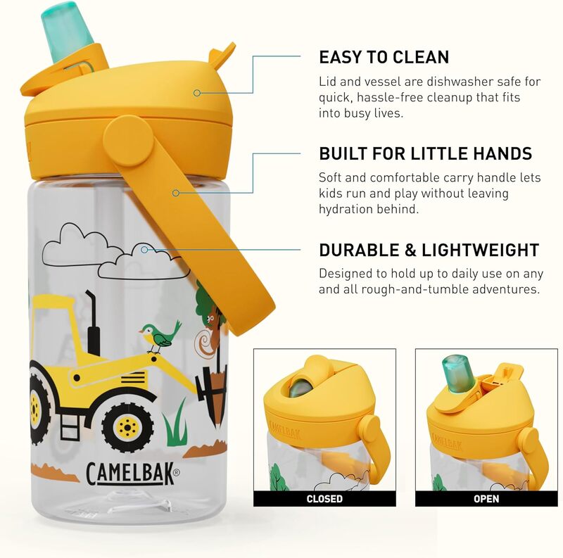 CAMELBAK Thrive Flip Straw Kids Bite Valve Water Bottle 14oz Tritan Renew