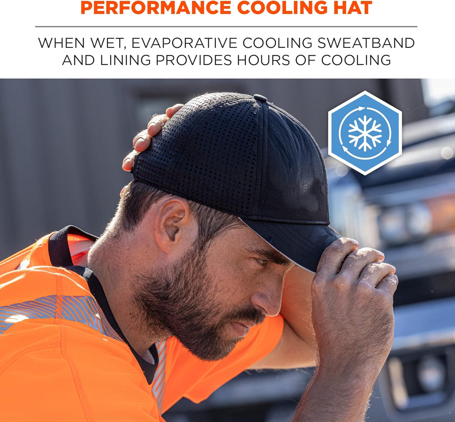 Ergodyne Standard Performance Cooling Baseball Hat, Black