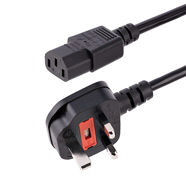 StarTech.com 6ft (1.8m) UK Computer Power Cable, 18AWG, BS 1363 to C13, 10A 250V, Black Replacement AC Power Cord, Kettle Lead / UK Power Cord, PC Power Supply Cable, TV/Monitor Power Cable (PXT101UK)