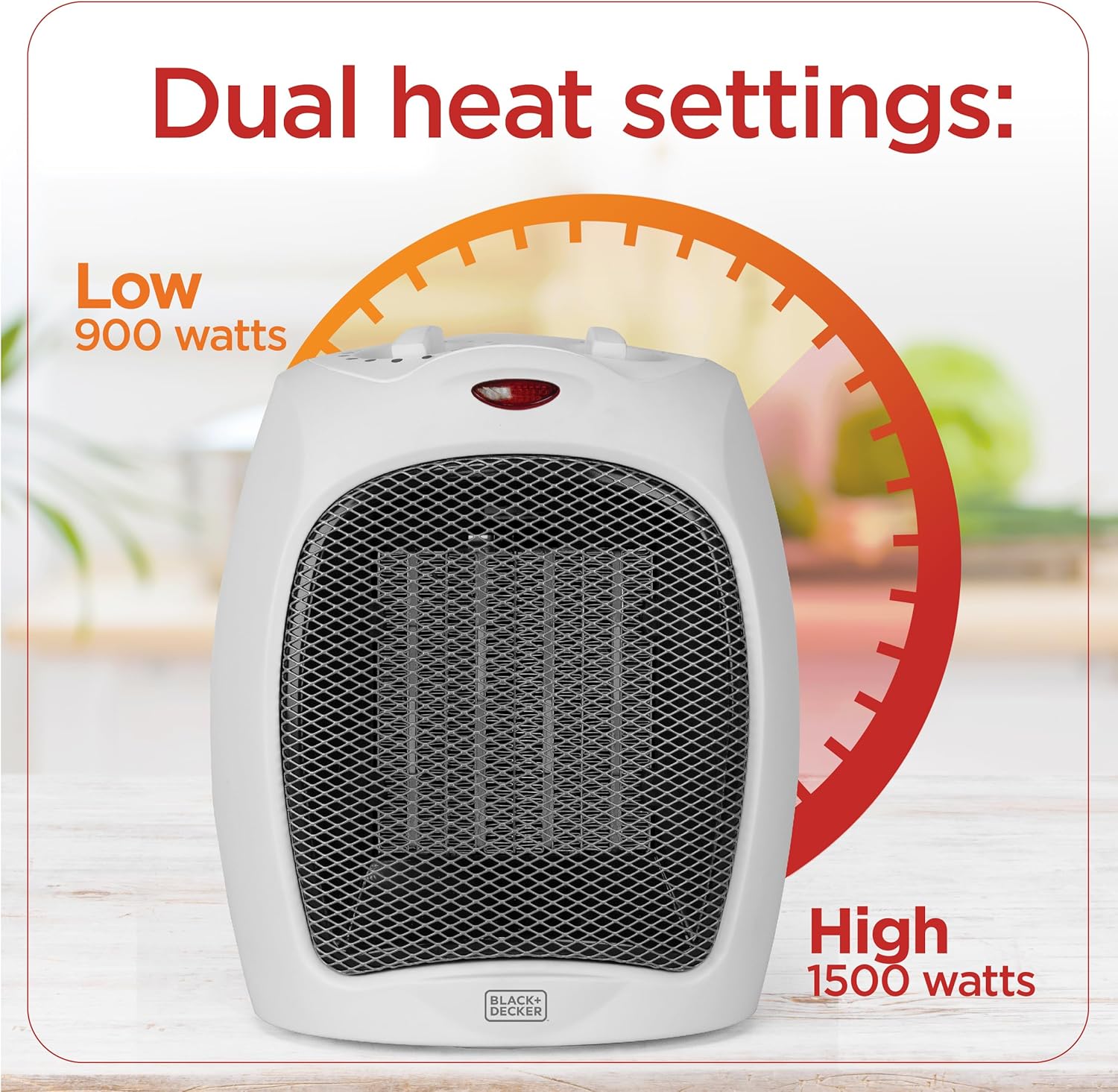 BLACK+DECKER 1500W Portable Ceramic Desktop Space Heater