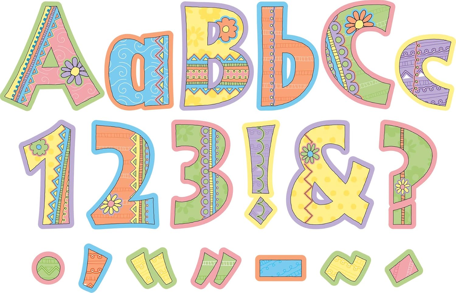 Barker Creek Letter Pop-Outs, 4" Pink Lemonade, Multicolor Designer Letters for Bulletin Boards, Breakrooms, Reception Areas
