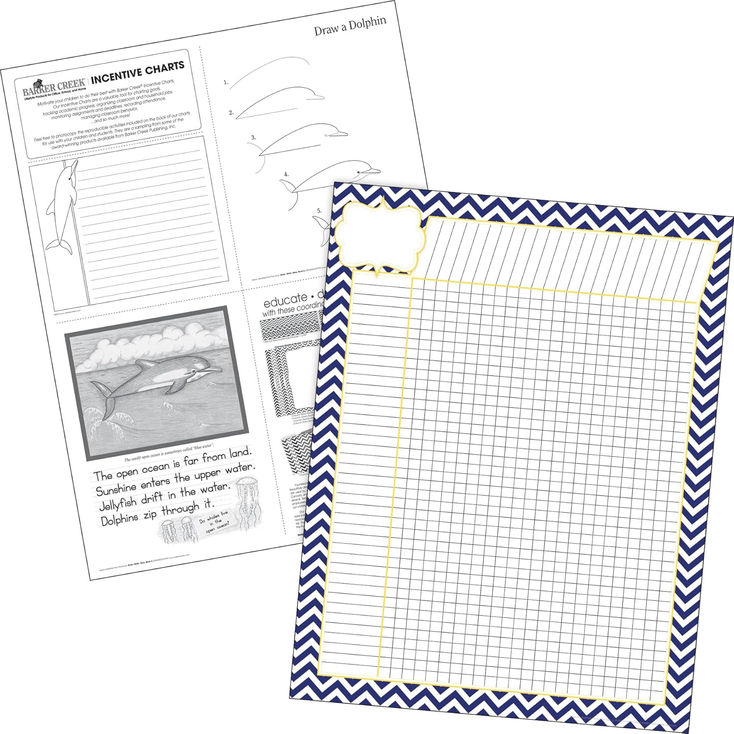 BARKER CREEK Incentive Chart Set of 4, Chevron, 17 x 22