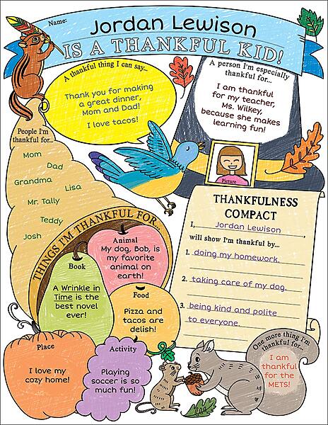 Personal Poster Set: I’m a Thankful Kid! (3-6): Write-and-Read Learning Posters Ready for Kids to Display With Pride!
