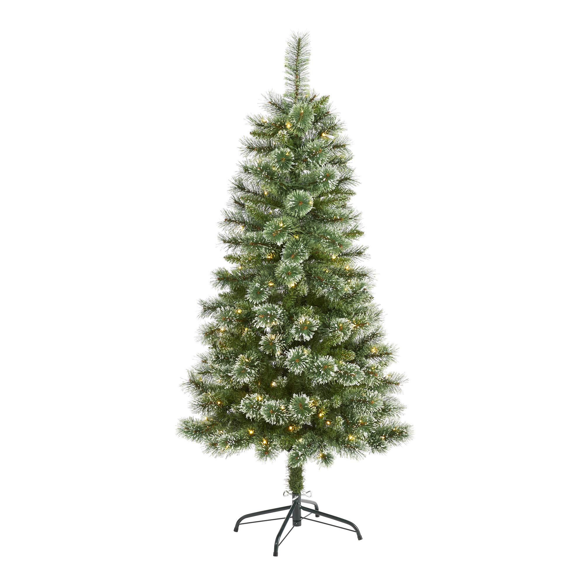 Nearly Natural 5ft. Wisconsin Slim Snow Tip Pine Artificial Christmas Tree with 150 Clear LED Lights