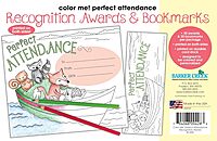 BARKER CREEK Recognition Awards and Bookmarks, Color Me Attendance, Awards are 6-3/8" x 5-1/2", Bookmarks are 2-1/8" x 5-1/2", 30/Pack (428)