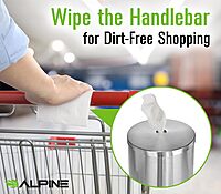 Alpine Stainless Steel Disinfecting Wipes Dispenser Floor Stand - Large Capacity Gym Wipes Dispenser with Trash Can, Smudge Resistant Coating Sanitizing Stand - Disinfectant Wipes Container Included