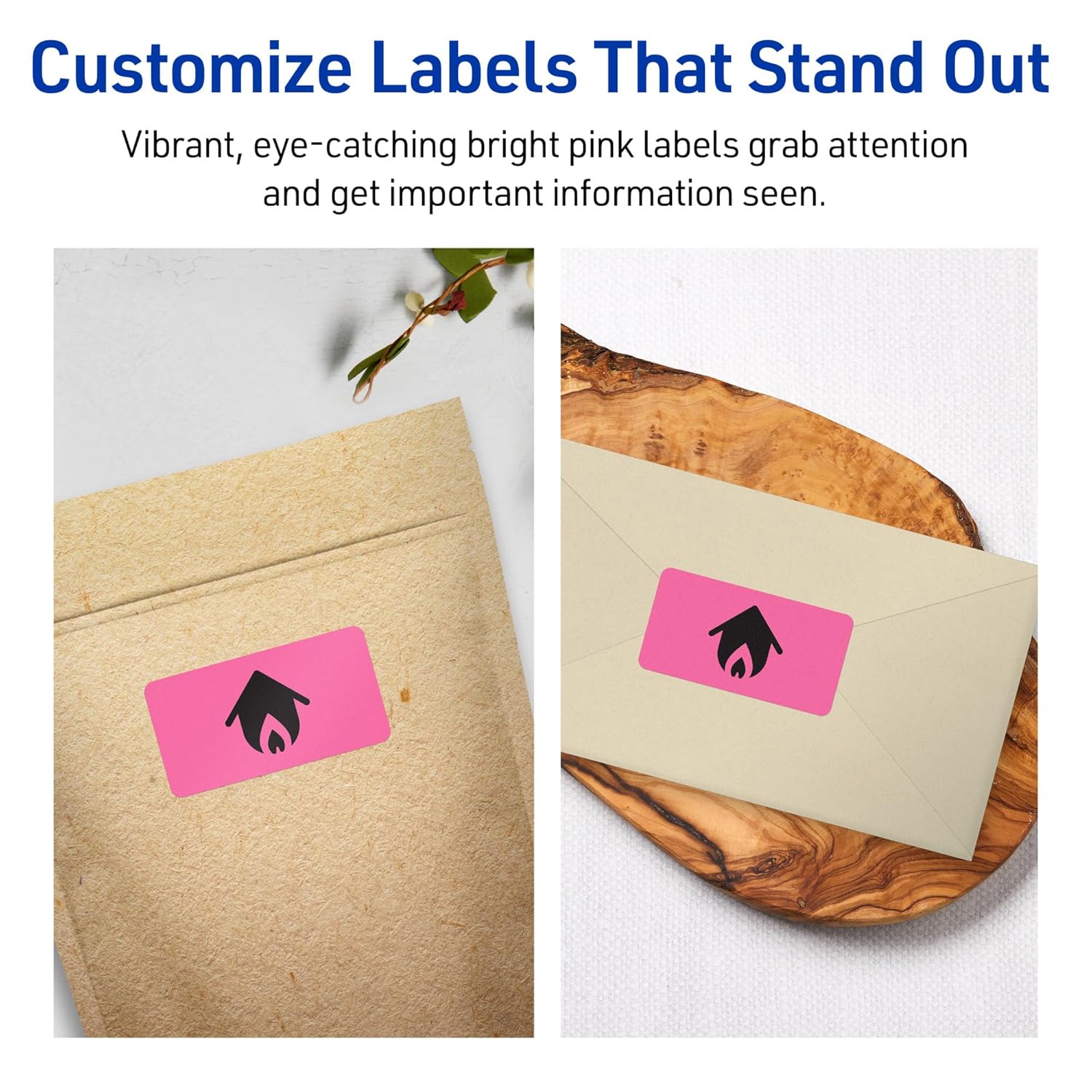 AVERY Printable Rectangle Labels, Sure Feed Technology, 1-13/16" x 2-3/16", Bright Pink, Print-to-The-Edge