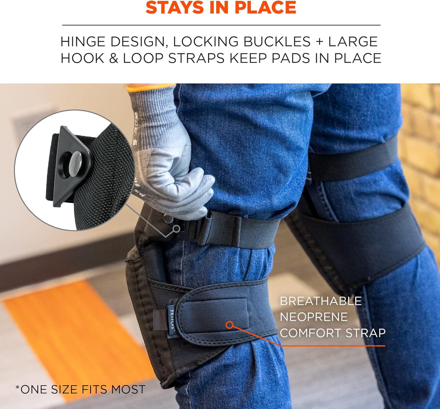 Ergodyne ProFlex 450 Gel Knee Pads with Comfort Hinge, Black (Pair)