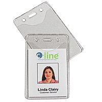 C-LINE Heavy Duty Vinyl Badge Holders, Fits 2-3/8 x 3-3/8 in Cards, Clear, 100 per Pack