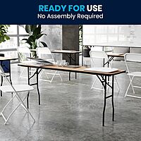 Flash Furniture Gael 6' Wood Folding Training and Event Table, Rectangular Folding Training Table with Smooth Clear Coated