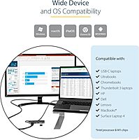 StarTech.com USB C Multiport Adapter - USB-C to HDMI 2.0b 4K 60Hz (HDR10), 100W Power Delivery Pass-Through, 4-Port USB 3.0 Hub - USB Type-C Mini Dock - 12" (30cm) Long Attached Cable (DKT30CHPD3)