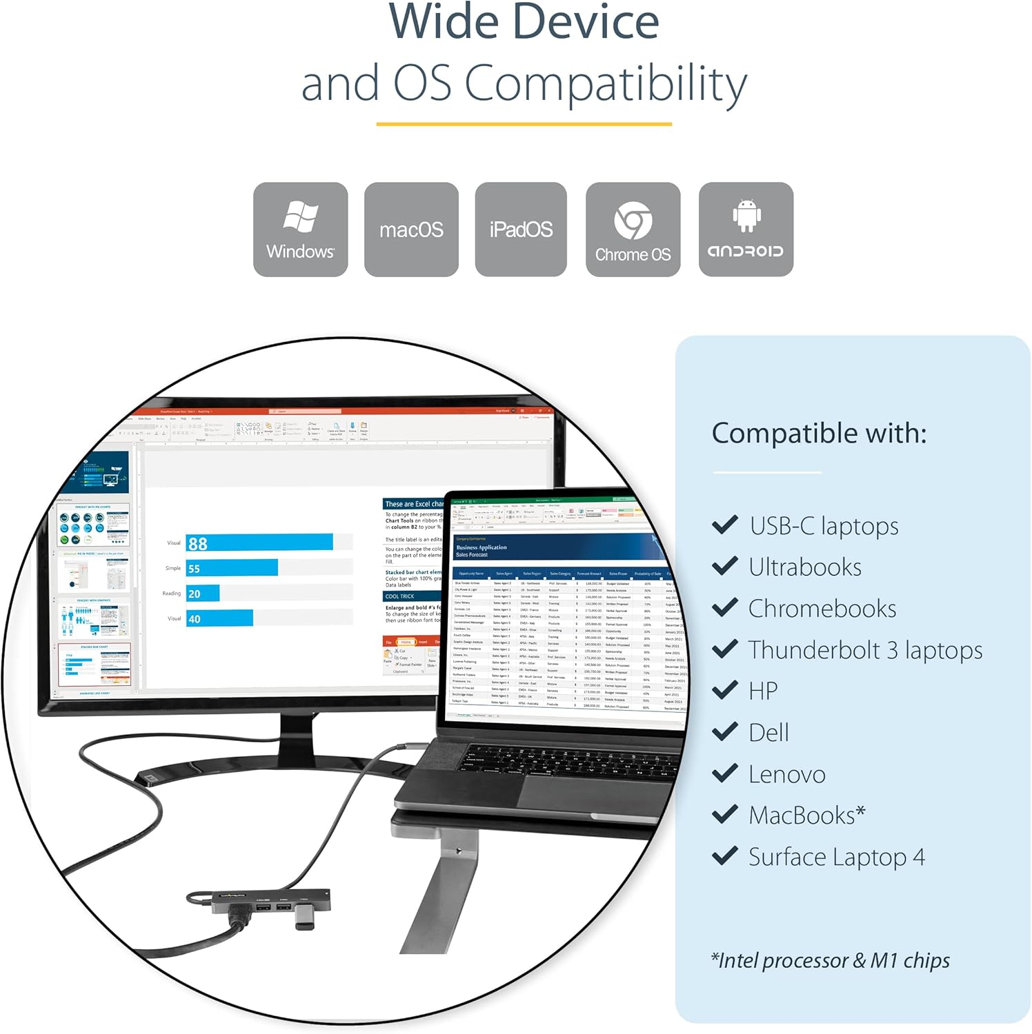StarTech.com USB C Multiport Adapter - USB-C to HDMI 2.0b 4K 60Hz (HDR10), 100W Power Delivery Pass-Through