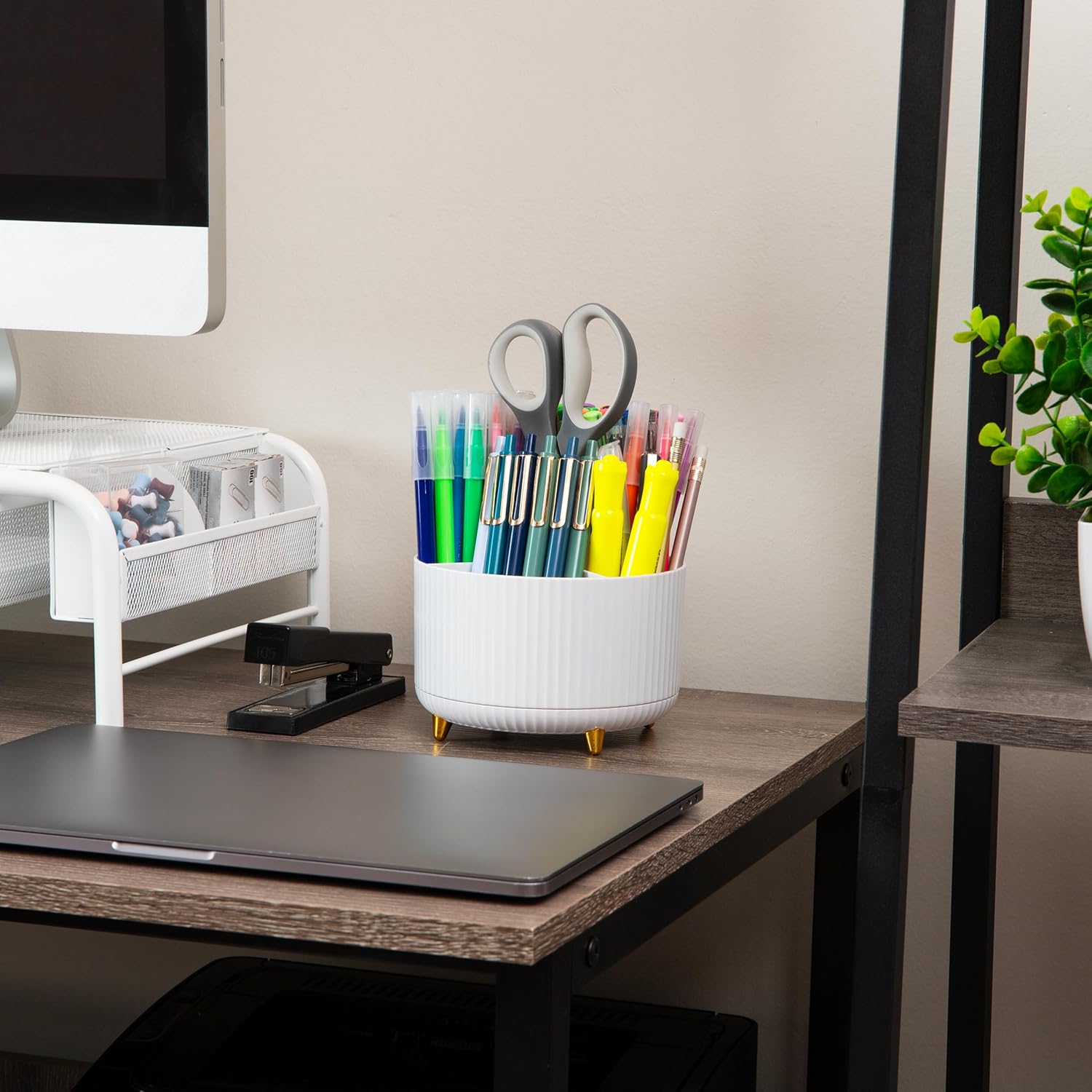 Mind Reader Rotating Pen Cup Accessory Holder Desktop Organizer