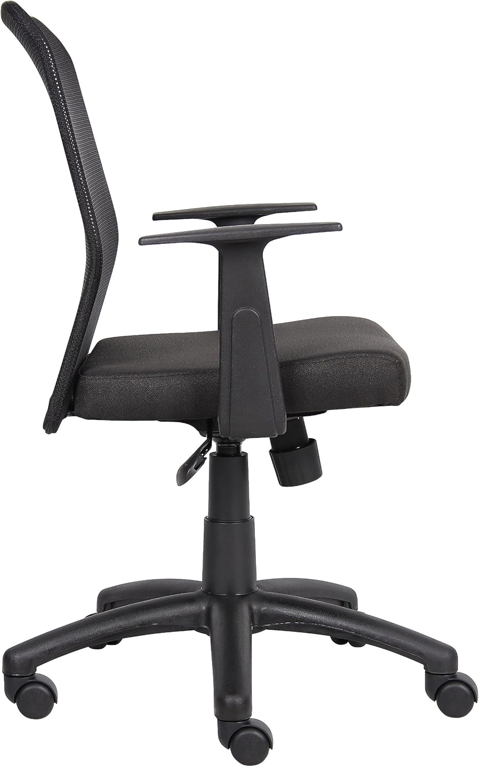 Boss Office Products Budget Mesh Task Chair with Arms in Black With T-Arms