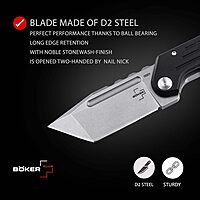 BÖKER PLUS® Dvalin Folder Tanto - tactical knife with extra sharp D2 Tanto blade