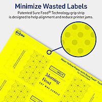Avery Printable Rectangle Labels, Sure Feed Technology, 2" x 7", Neon Yellow, Print-to-the-Edge, Laser/Inkjet Printable