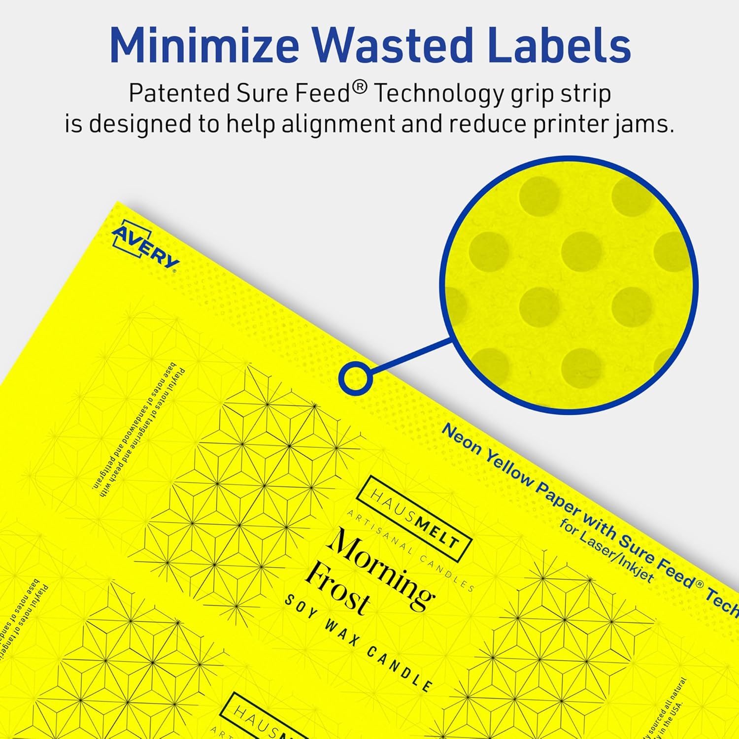 Avery Printable Rectangle Labels, Sure Feed Technology, 2" x 7", Neon Yellow, Print-to-the-Edge, Laser/Inkjet Printable