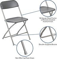 Flash Furniture Hercules Series Commercial-Grade Plastic Folding Chair - 650LB Weight Capacity