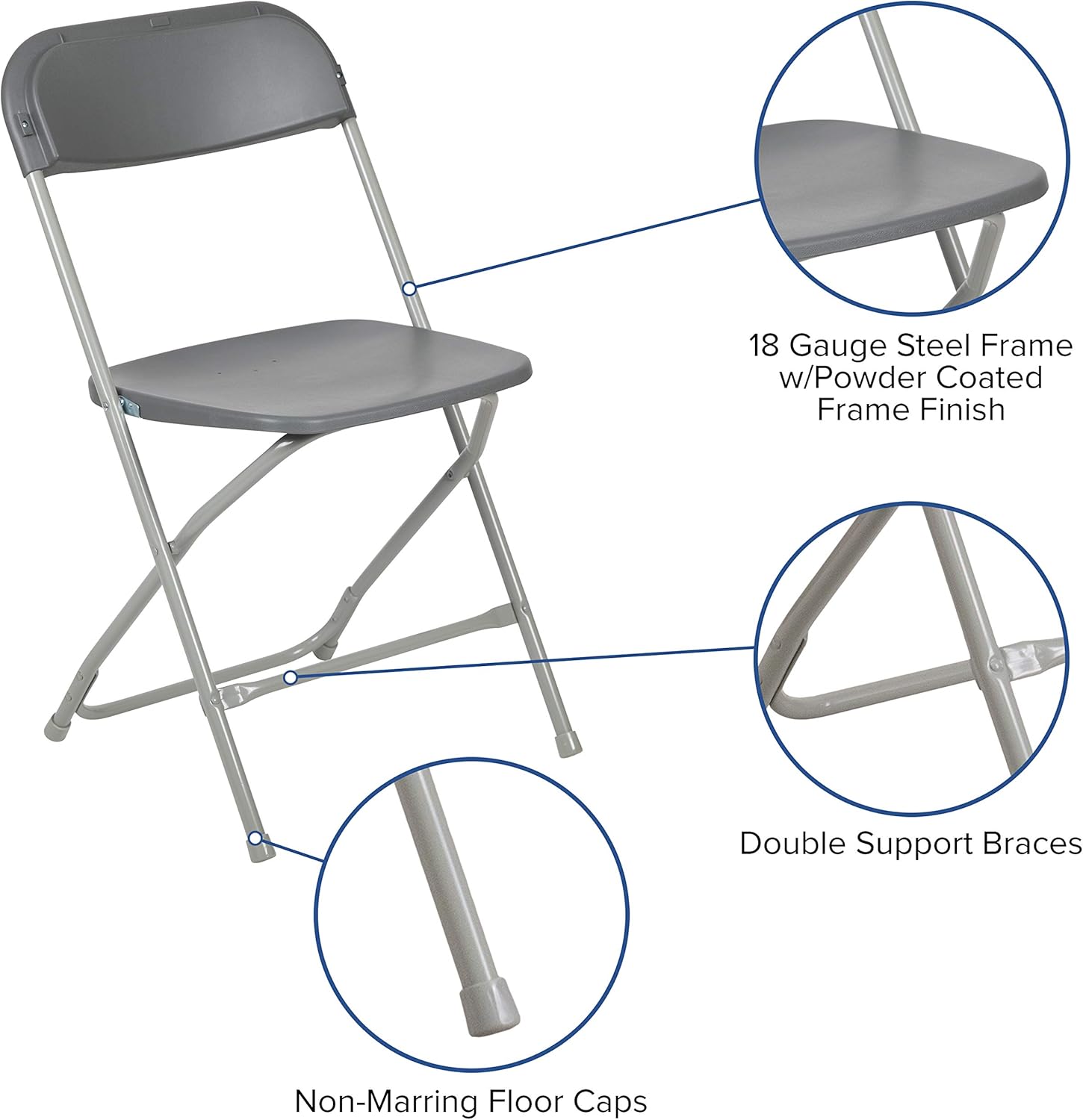 Flash Furniture Hercules Series Commercial-Grade Plastic Folding Chair - 650LB Weight Capacity