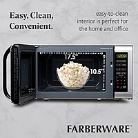 Farberware 1.6 Cu. Ft. Countertop Microwave Oven – 1100 Watts Power, Auto Cook Settings, Defrost