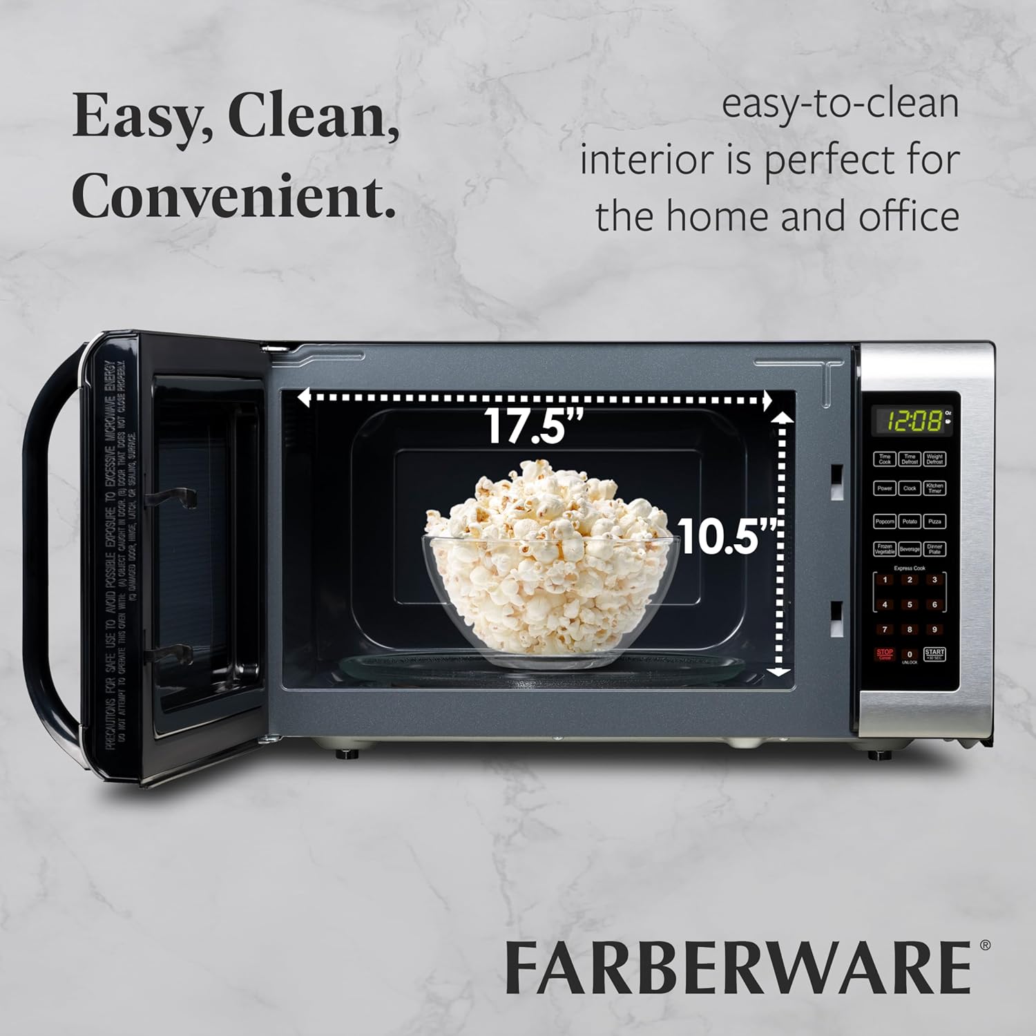 Farberware 1.6 Cu. Ft. Countertop Microwave Oven – 1100 Watts Power, Auto Cook Settings, Defrost