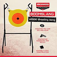 Birchwood Casey World of Targets Boomslang AR500 Steel Durable 0.5" Thick 9.5" Diameter Shooting Gong Target with Stand & Hanging Hardware