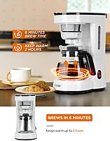 Commercial Chef Drip Coffee Maker with Pour Over Filter, 5 Cup, 0.75L Water Tank, Brews in 6 Minutes