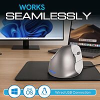 Evoluent – The Original Vertical Mouse – VM4R Ergonomic Vertical Mouse Right Hand Med-to-L Wired USB, Sculpted for Comfort