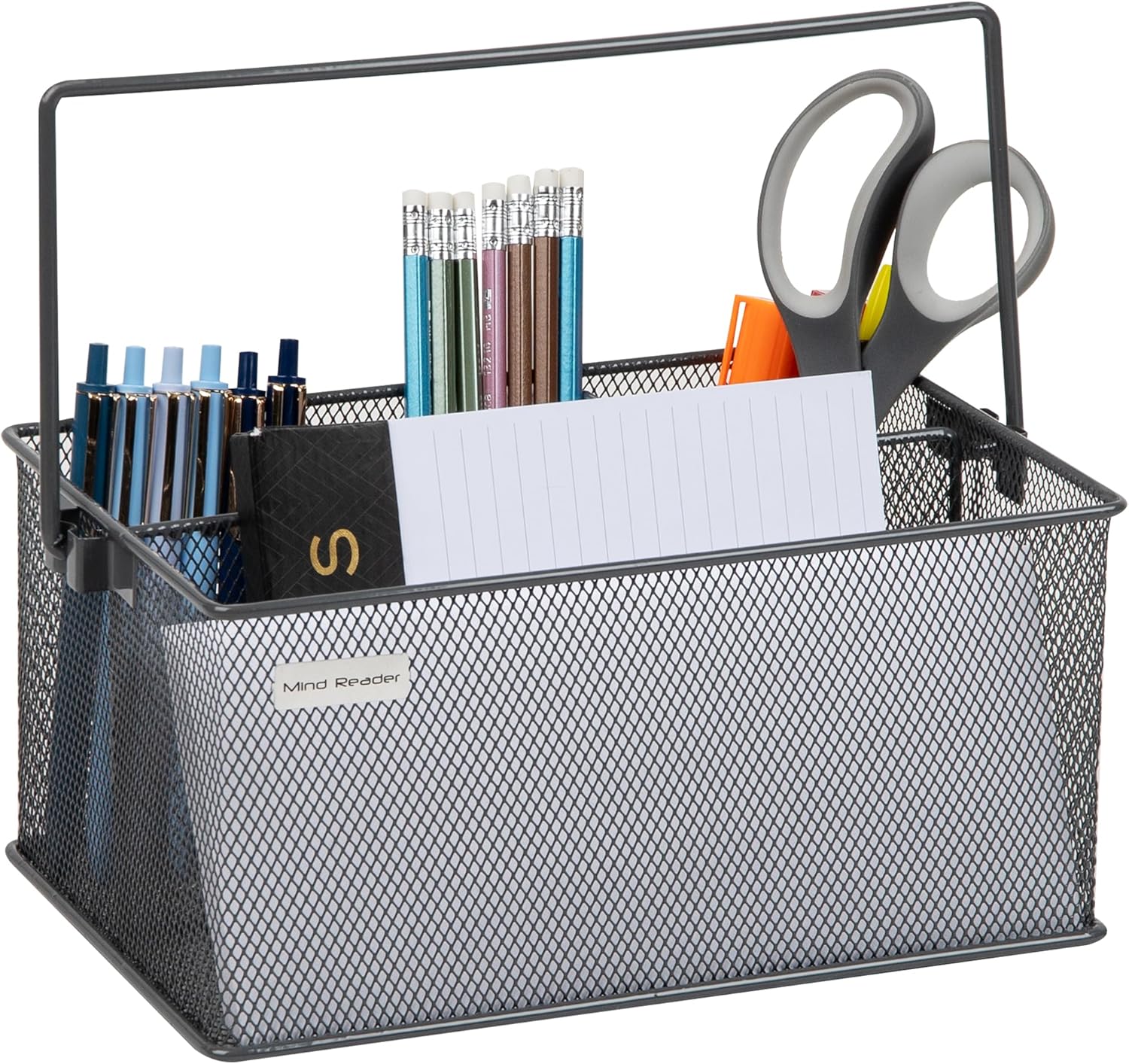 Mind Reader Utensil Holder, Silverware Organizer Caddy, Metal Mesh, 10L x 7W x 4.75H