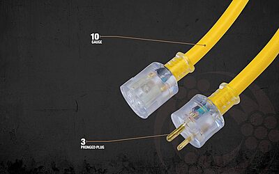 SOUTHWIRE Extra Heavy Duty 10/3 SJTW-A Extension Cord with Lighted End