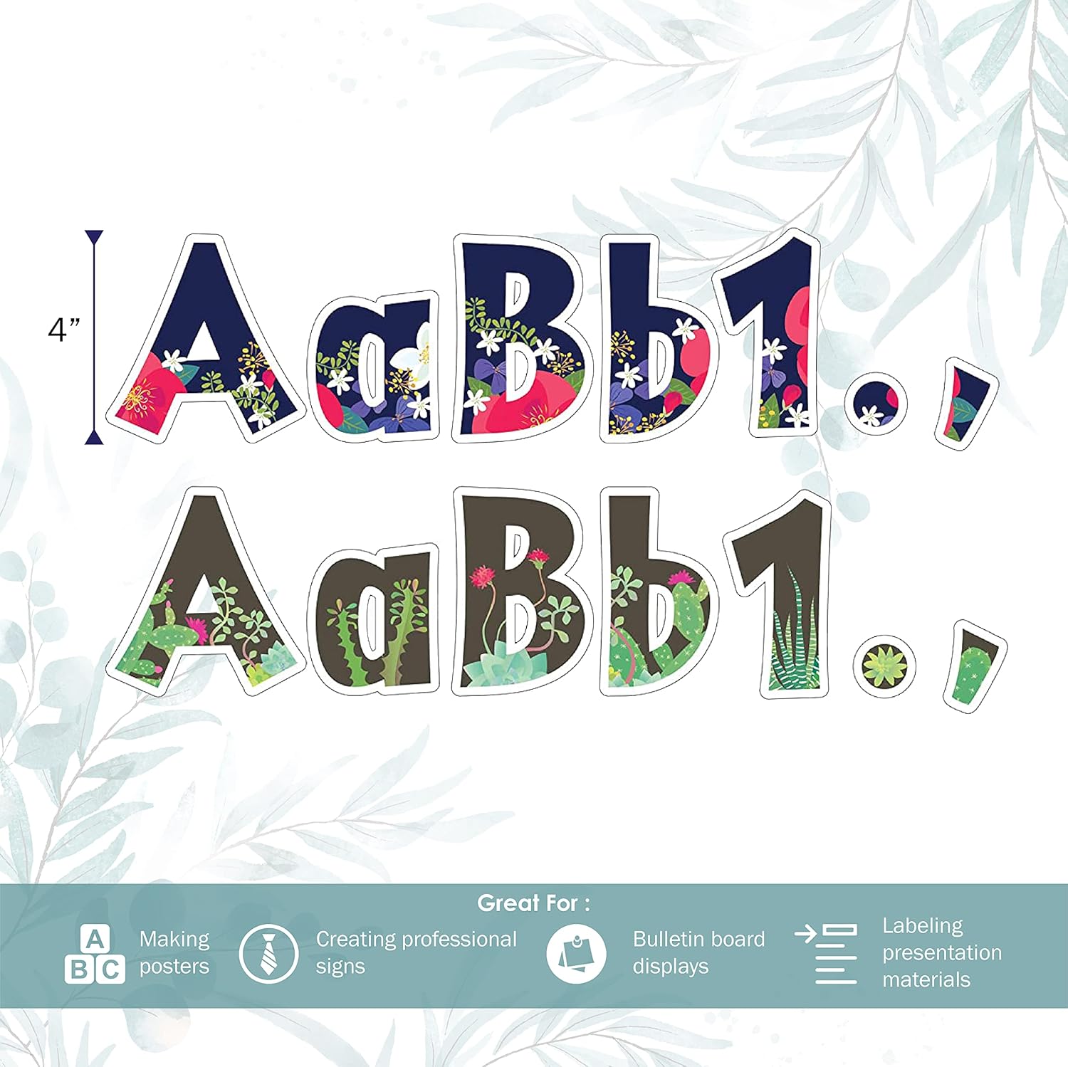 BARKER CREEK Letter Pop-Outs, 4" Multicolor Designer Letters for Bulletin Boards, Posters and Displays