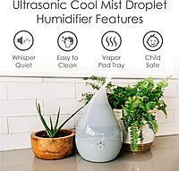 CRANE Droplet/Teardrop Ultrasonic Cool Mist Humidifier, 0.5 Gallon